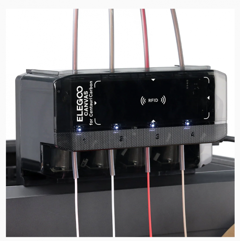 A picture of the ELEGOO CANVAS multi color add-on for the Centauri Carbon 3d printer