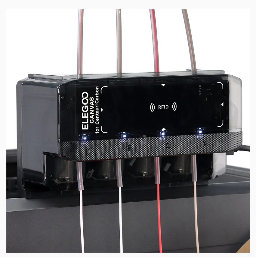 A picture of the ELEGOO CANVAS multi color add-on for the Centauri Carbon 3d printer
